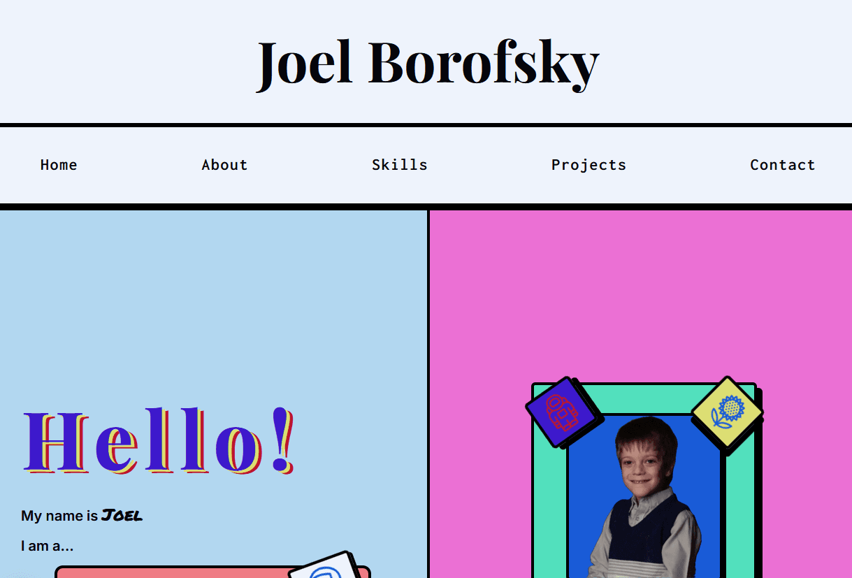 intro section of this website